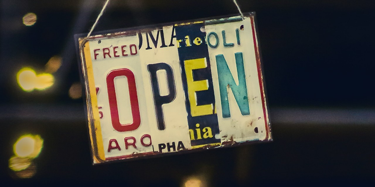 Open spelled in license plate letters